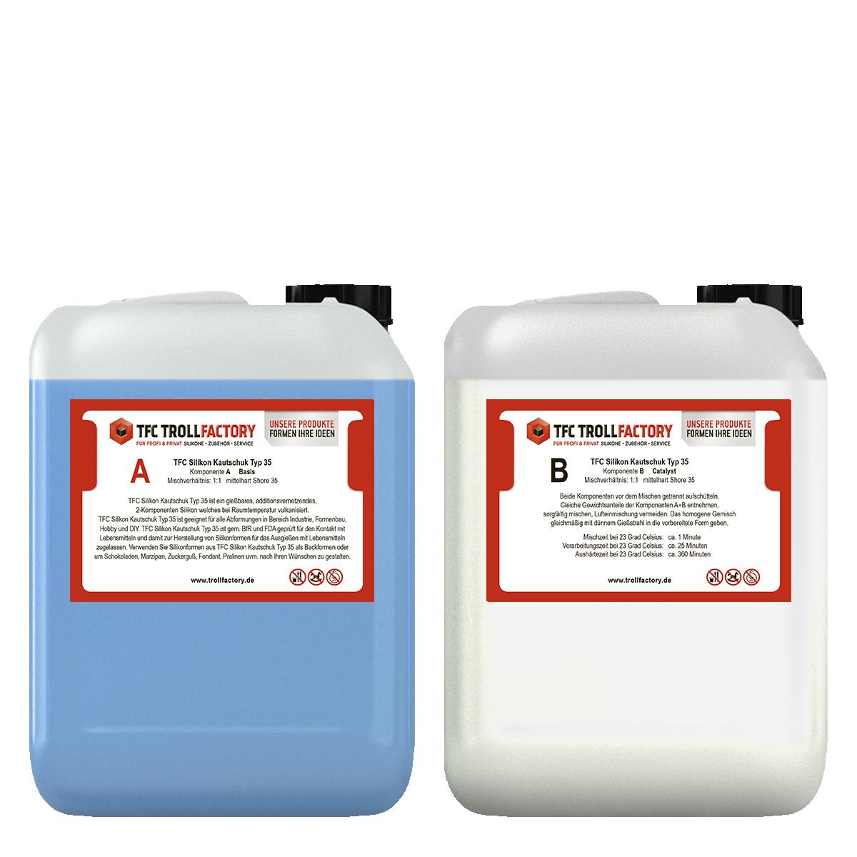 TFC Silikon Kautschuk Typ 35 Lebensmittel blau mittelhart Shore 1:1