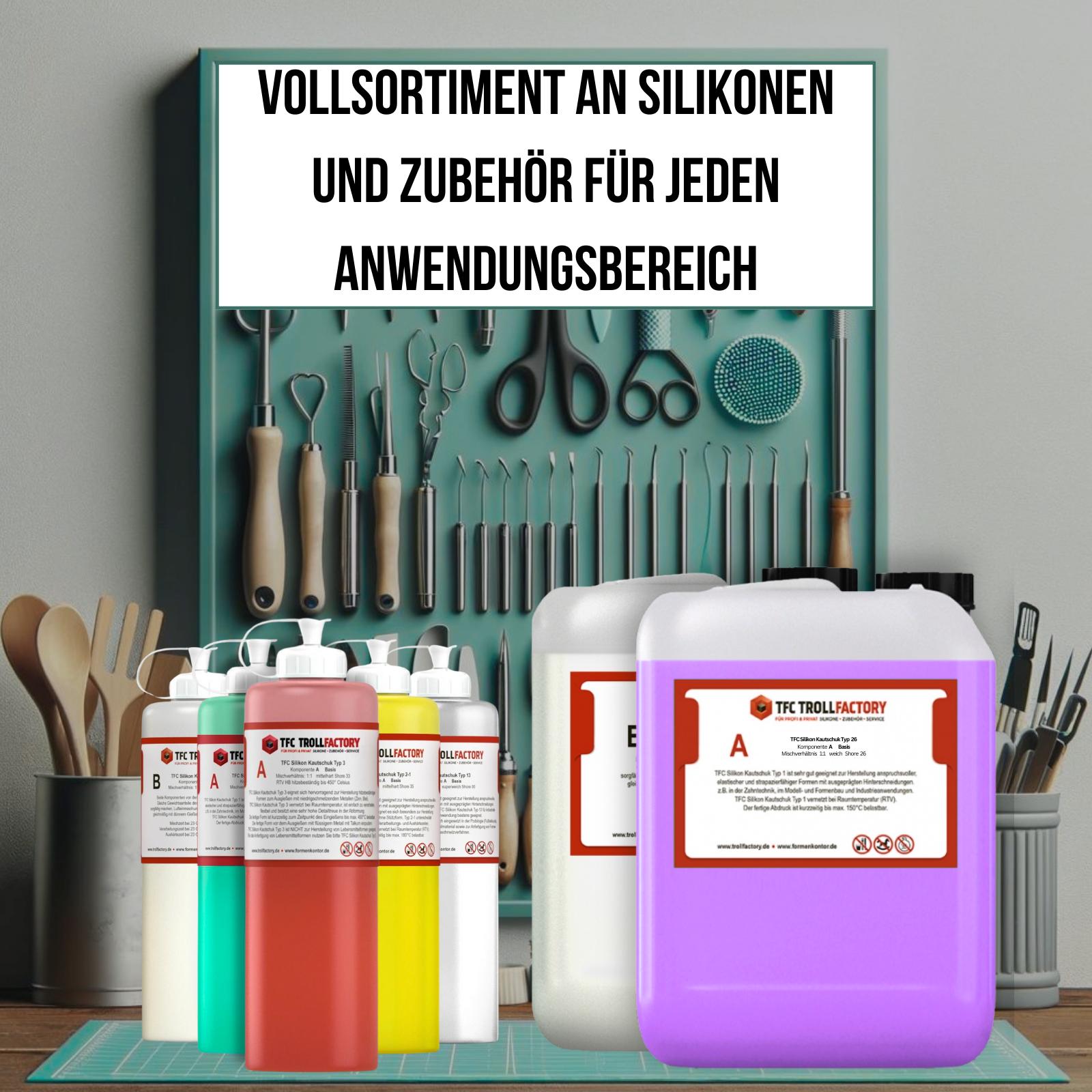 TFC Silikon Kautschuk Typ 26 Lebensmittel flieder weich Shore 1:1 DIY Backform