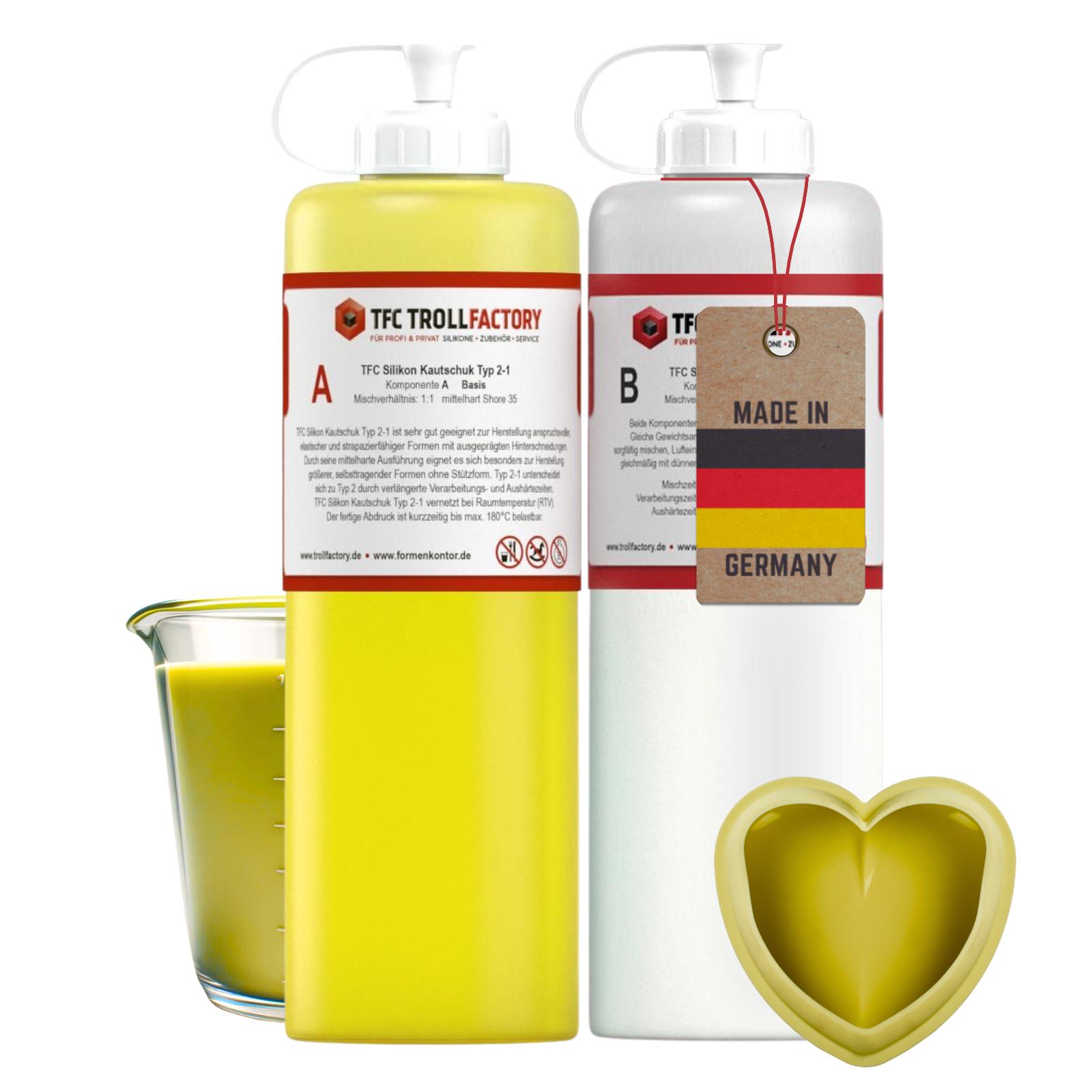 TFC Silikon Kautschuk Typ 2-1 Abformsilikon mittelhart gelb 1:1 RTV NV